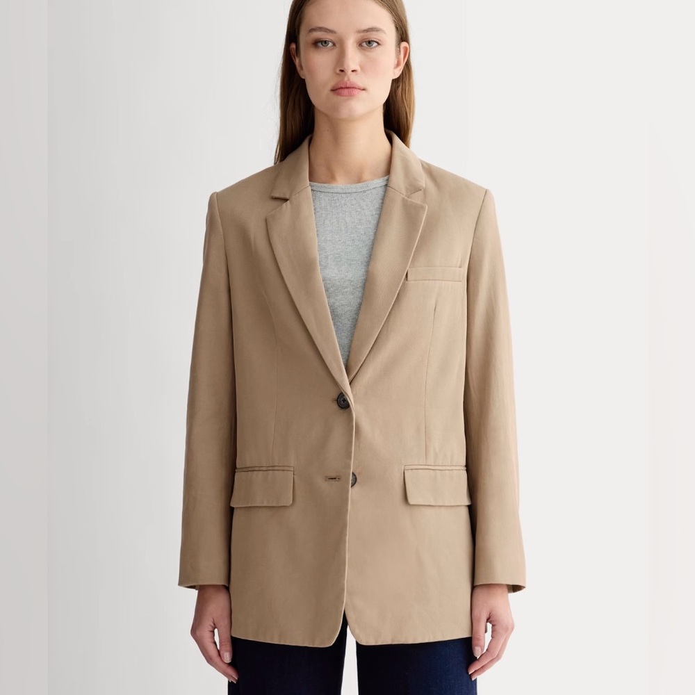 Everlane The Tencel/Cotton Menswear Oversized Blazer in Ash Brown Size 00. NWT